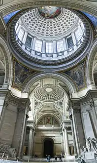 The 18th century Pantheon, Paris, has a dome on a rotunda.