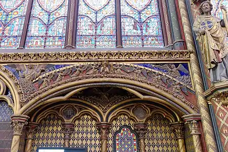 Sculpture above the alcove of the King, upper chapel (13th c.)