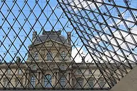 The pavillon Richelieu seen through the pyramid