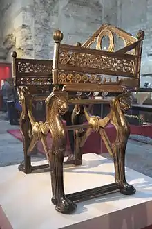 The throne on temporary display at the Thermes de Cluny