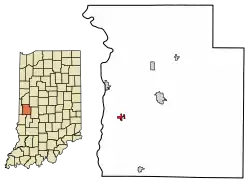 Location of Mecca in Parke County, Indiana.