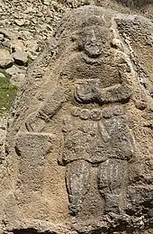 Rock relief of Parthian king at Behistun, most likely Vologases III (r. c. 110–147 AD)