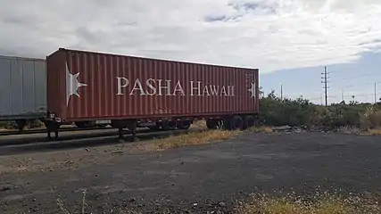 Pasha Hawaii's shipping container in Kailua Kona, Hawaii