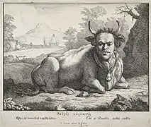 Self-portrait as Bull, etching (late 1760s)