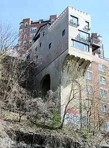 The "Pumpkin House", the former guest house of the Paterno estate as seen from the Hudson River Greenway.