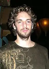 Pau Gasol wearing a brown T-shirt