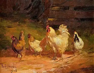 Chickens, Oil on Canvas, 1908, New Britain Museum of American Art