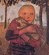 Elsbeth Modersohn with a rabbit(1905)