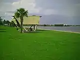 Located near the coast of Vermilion Bay are pavilions used for recreation.