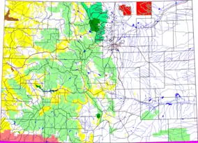 Colorado, with Pawnee National Grassland highlighted in red.