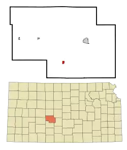 Location within Pawnee County and Kansas