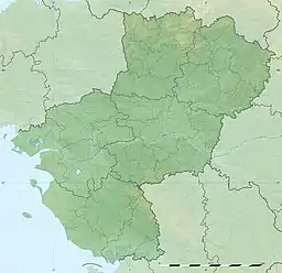 Map of the Pays de la Loire region showing the position of the Bay of Bourgneuf on the west coast