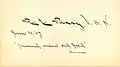 Robert Peary's signature 10 June 1907 with quote