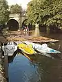 Punts at Magdalen Bridge by the Botanic Gardens.