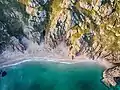 Aerial view of Pedn Vounder beach