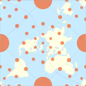 The Peirce quincuncial projection with Tissot's indicatrices