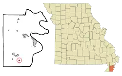 Location of Cooter, Missouri