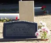 Graves of Erza Beeson Weed  (1900–1968) (front)  and his wife Elizabeth Weed (1903–1924). Erza was the son of the founders of Weedville Ora Rush Weed and Phoebe Pomeroy Weed.