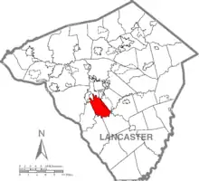 Map of Lancaster County, Pennsylvania highlighting Pequea Township