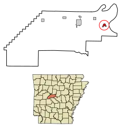 Location of Bigelow in Perry County, Arkansas.