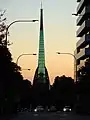 The tower as seen from Barrack Street at dusk