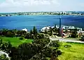 A view over the Swan River from the tower's 28th floor