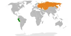 Map indicating locations of Peru and Soviet Union