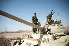 Image 27Peshmerga T-55 tank outside Kirkuk on 19 June 2014. Iraqi Kurdistan played a significant role in combatting ISIL during the Iraqi Civil War (from 2010s)