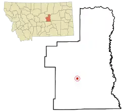 Location of Winnett, Montana