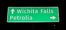 Petrolia road sign in Henrietta, TX