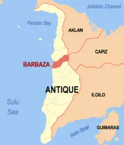 Map of Antique with Barbaza highlighted