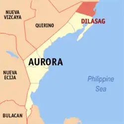 Map of Aurora with Dilasag highlighted