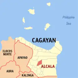 Map of Cagayan with Alcala highlighted