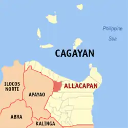 Map of Cagayan with Allacapan highlighted