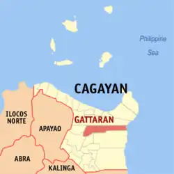 Map of Cagayan with Gattaran highlighted