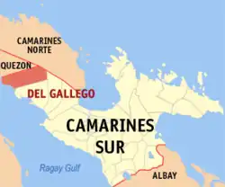 Map of Camarines Sur with Del Gallego highlighted