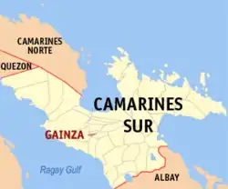 Map of Camarines Sur with Gainza highlighted