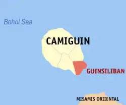 Map of Camiguin with Guinsiliban highlighted