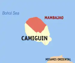 Map of Camiguin with Mambajao highlighted