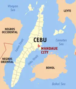 Map of Cebu with Mandaue highlighted