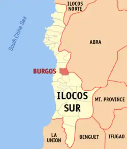 Map of Ilocos Sur with Burgos highlighted