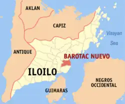 Map of Iloilo with Barotac Nuevo highlighted