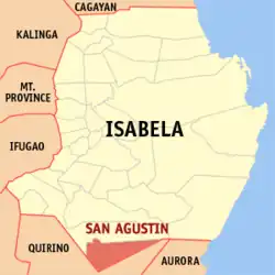 Map of Isabela with San Agustin highlighted