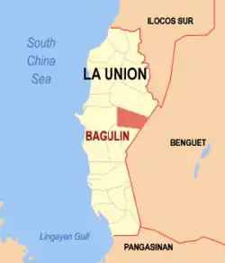 Map of La Union with Bagulin highlighted