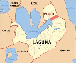 Map of Laguna with Pangil highlighted