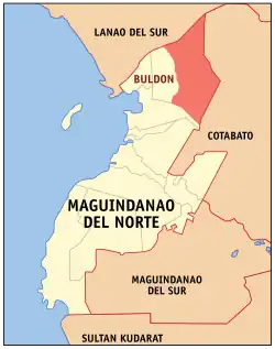 Map of Maguindanao del Norte with Buldon highlighted