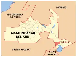 Map of Maguindanao del Sur with Buluan highlighted