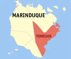 Map of Marinduque with Torrijos highlighted