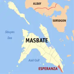 Map of Masbate with Esperanza highlighted