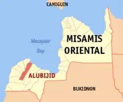 Map of Misamis Oriental with Alubijid highlighted